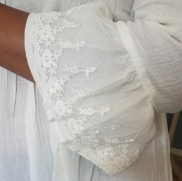 LAST ONE//EMBROIDERED DETAILS CREAM BABYDOLL DRESS - Picture 7 of 8